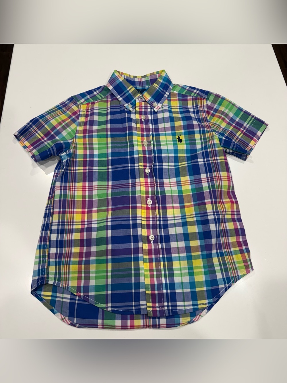 Polo Ralph Lauren Boys Plaid Short-sleeve Poplin Shirt Embroidered Pony, Sz. 4